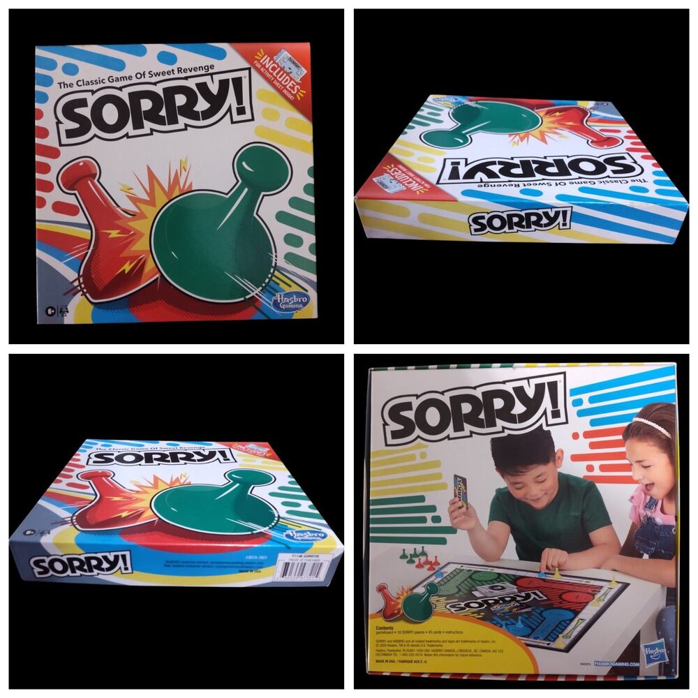 Sorry! Classic Hasbro Board Game Ages 6 and Up, 2-4 Players *Inspected